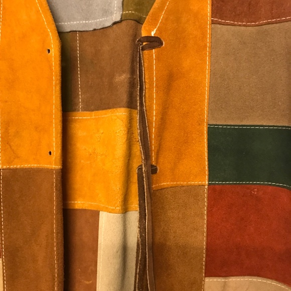 Jonathan Legault Vintage hippie boho Suede Patchwork 70'S leather long Vest - Picture 3 of 6